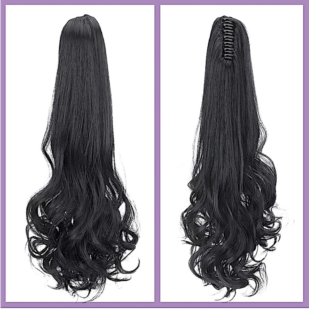 Black Pony Tail Hair Claw Hair Extension Piece 22”